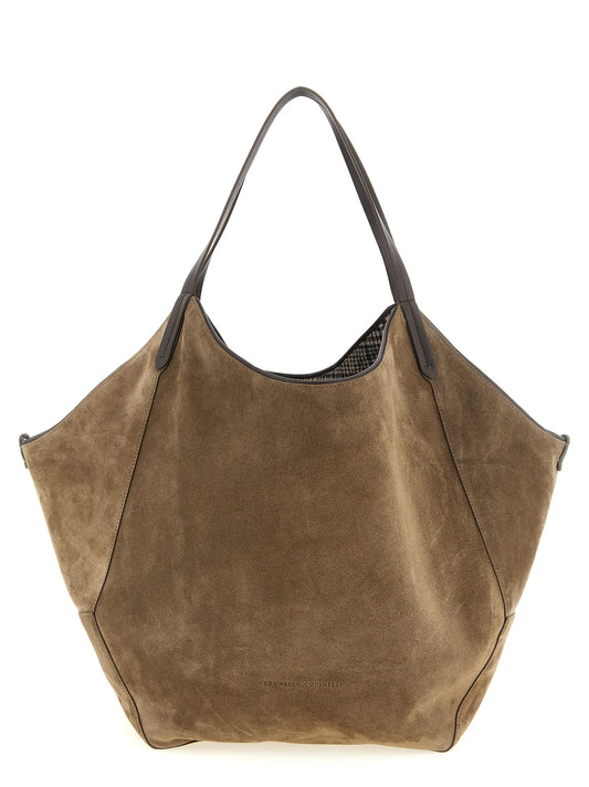 Brunello Cucinelli Brown Alpaca Leather Tote Bag