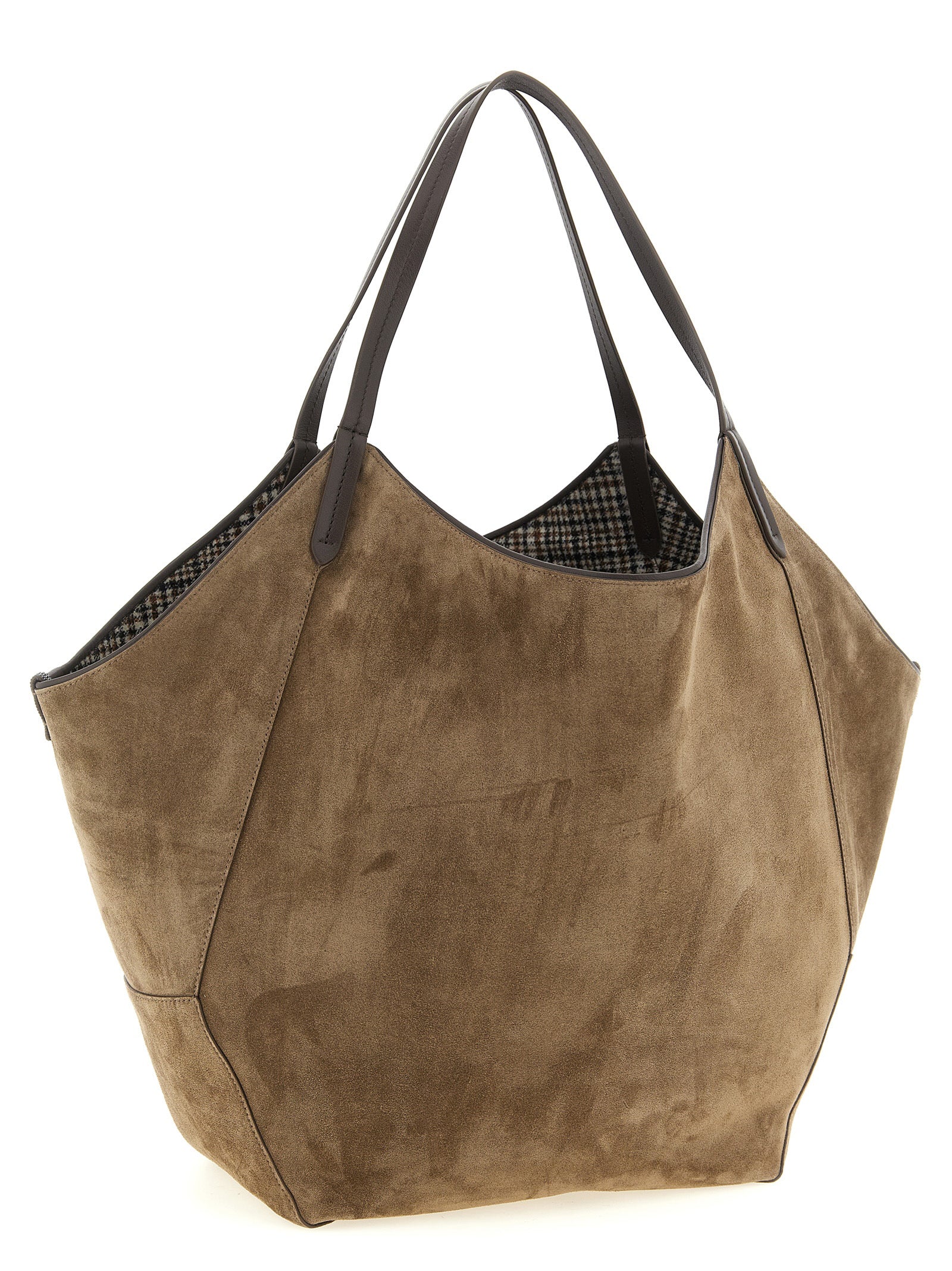 Brunello Cucinelli Brown Alpaca Leather Tote Bag