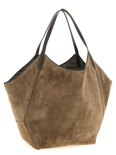 Brunello Cucinelli Brown Alpaca Leather Tote Bag