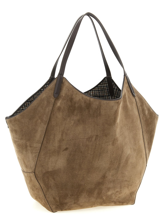 Brunello Cucinelli Brown Alpaca Leather Tote Bag