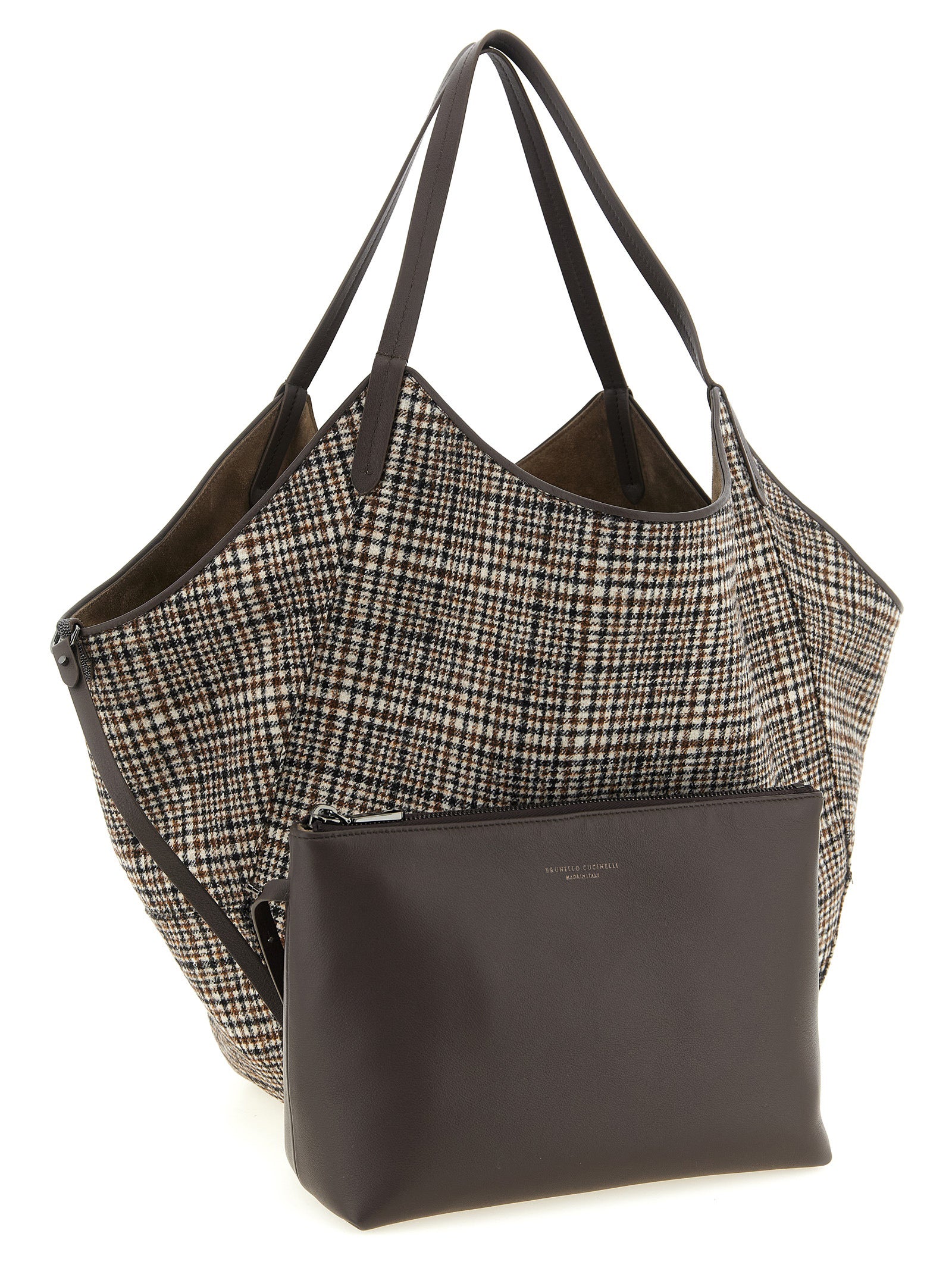 Brunello Cucinelli Brown Alpaca Leather Tote Bag