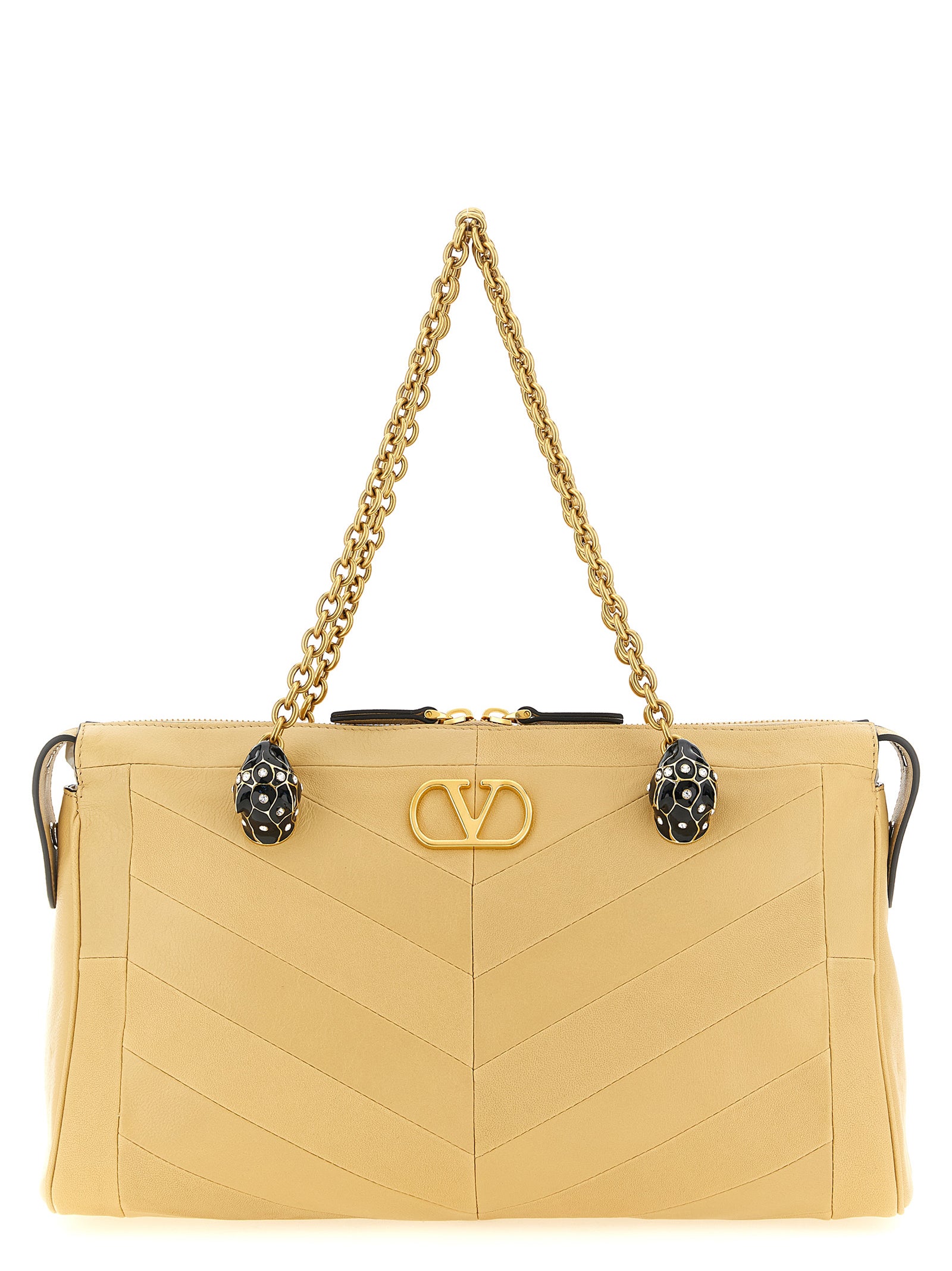 Valentino Garavani Beige Lamb Leather Shoulder Bag