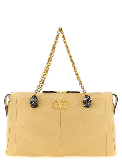 Valentino Garavani Beige Lamb Leather Shoulder Bag