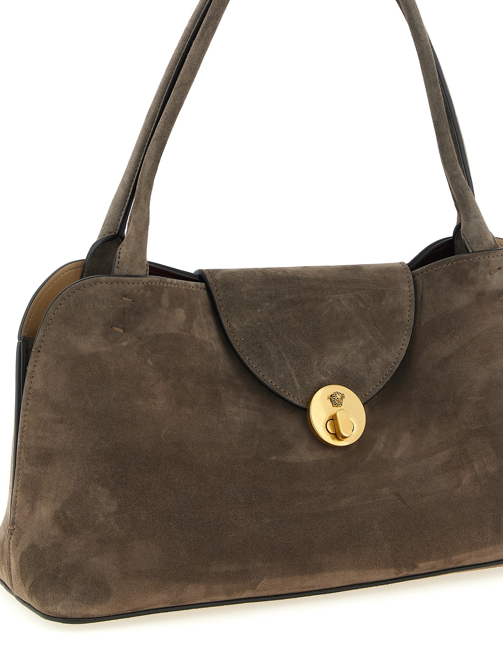 Versace Brown Calfskin Shoulder Bag