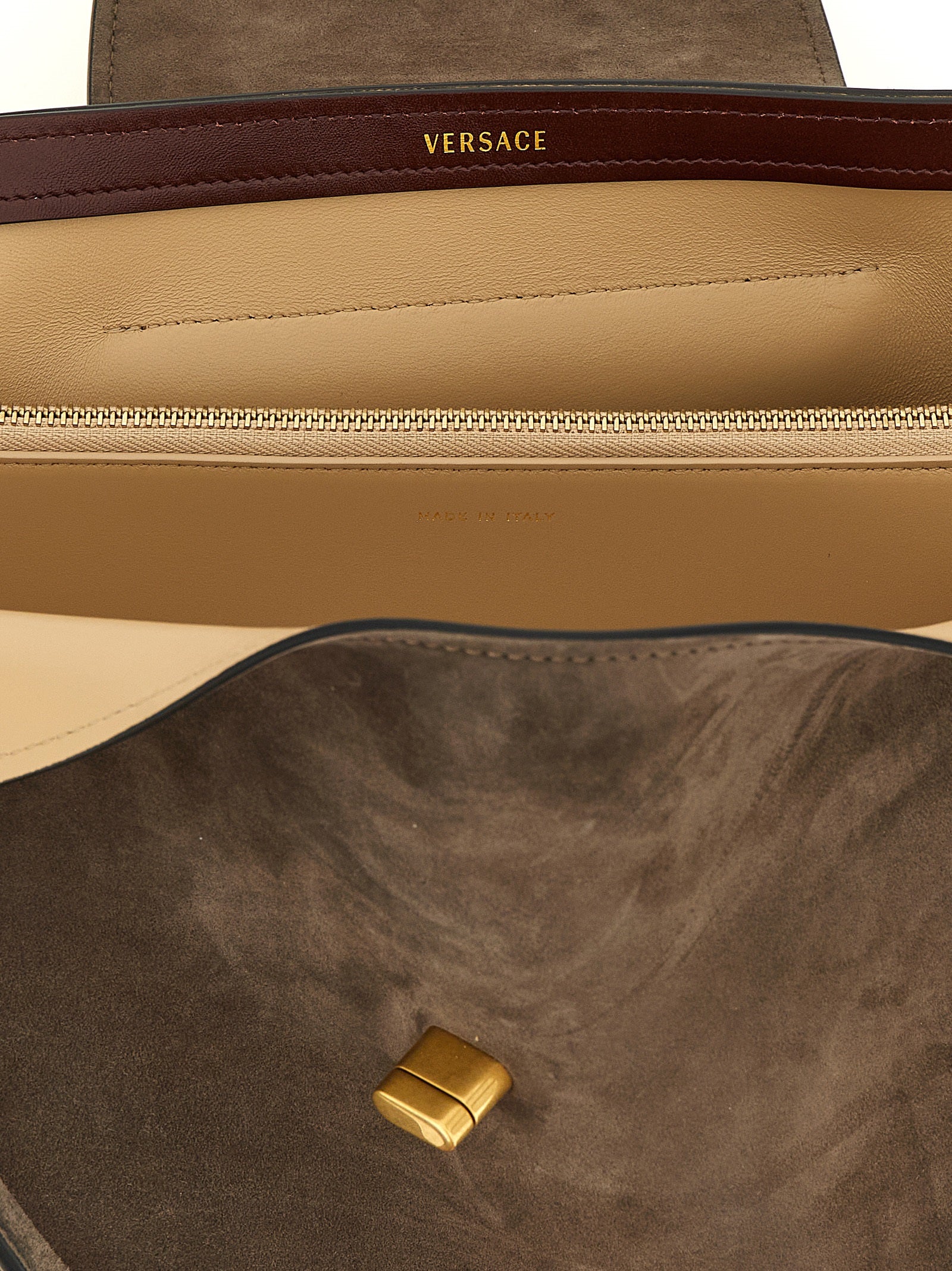 Versace Brown Calfskin Shoulder Bag
