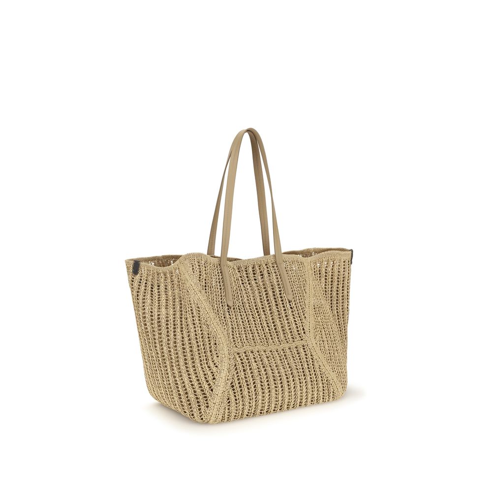 Brunello Cucinelli Beige Raffia Shoulder Bag