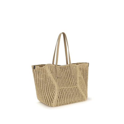 Brunello Cucinelli Beige Raffia Shoulder Bag
