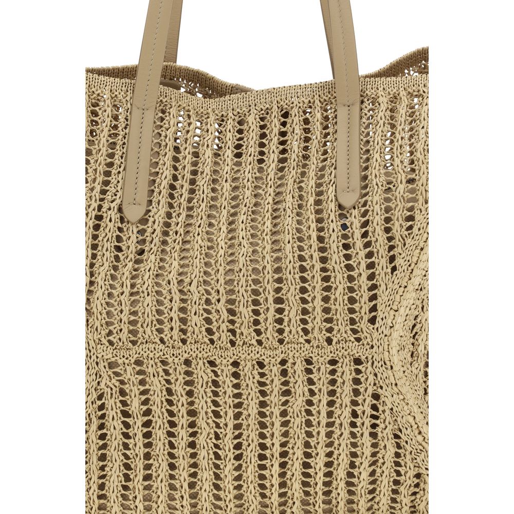 Brunello Cucinelli Beige Raffia Shoulder Bag