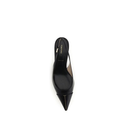 Tom Ford Black Calf Leather Bos Taurus Mid Heel Pumps