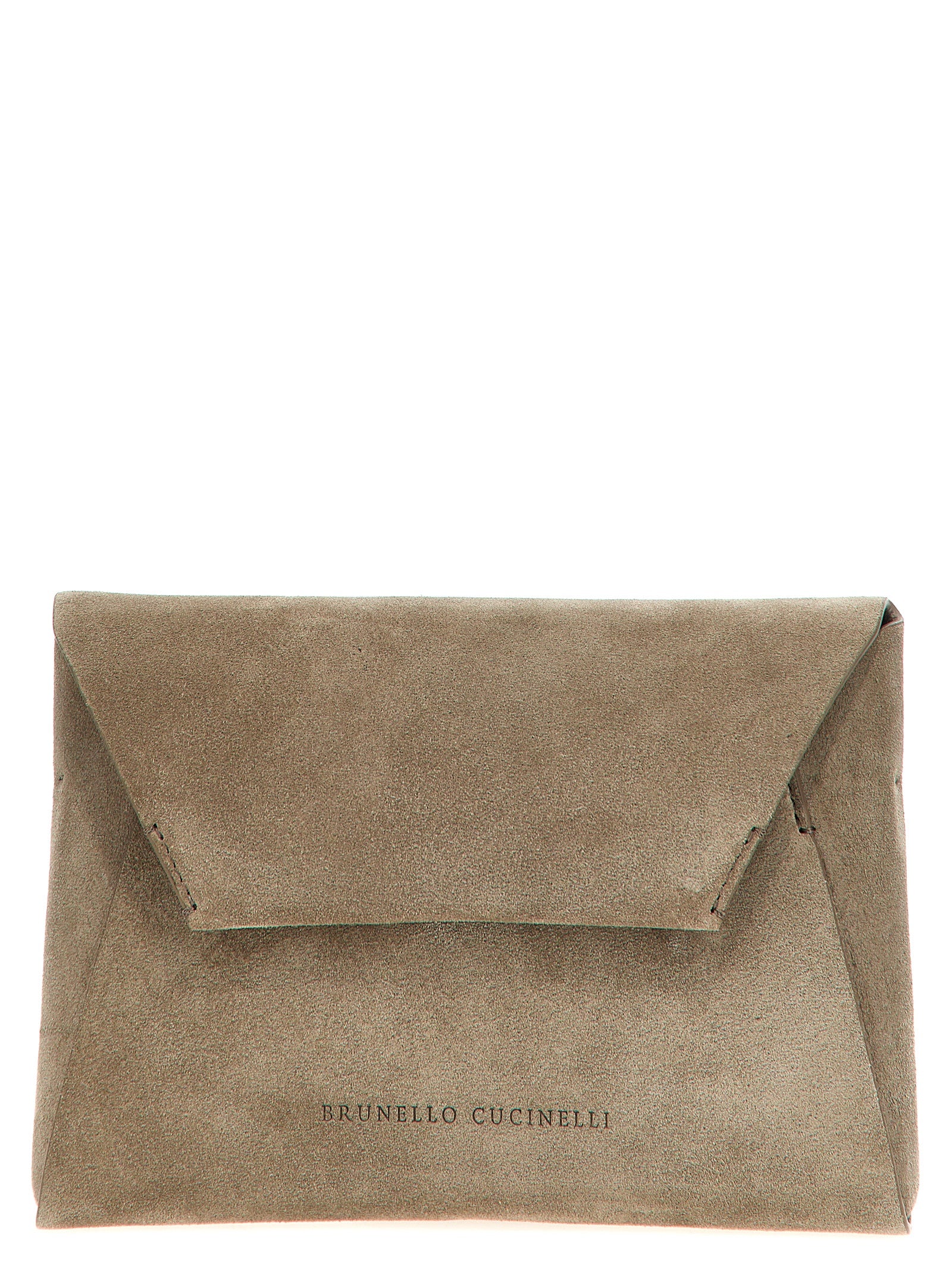 Brunello Cucinelli Gray Calfskin Clutch Bag