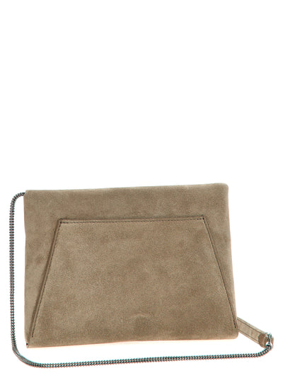 Brunello Cucinelli Gray Calfskin Clutch Bag