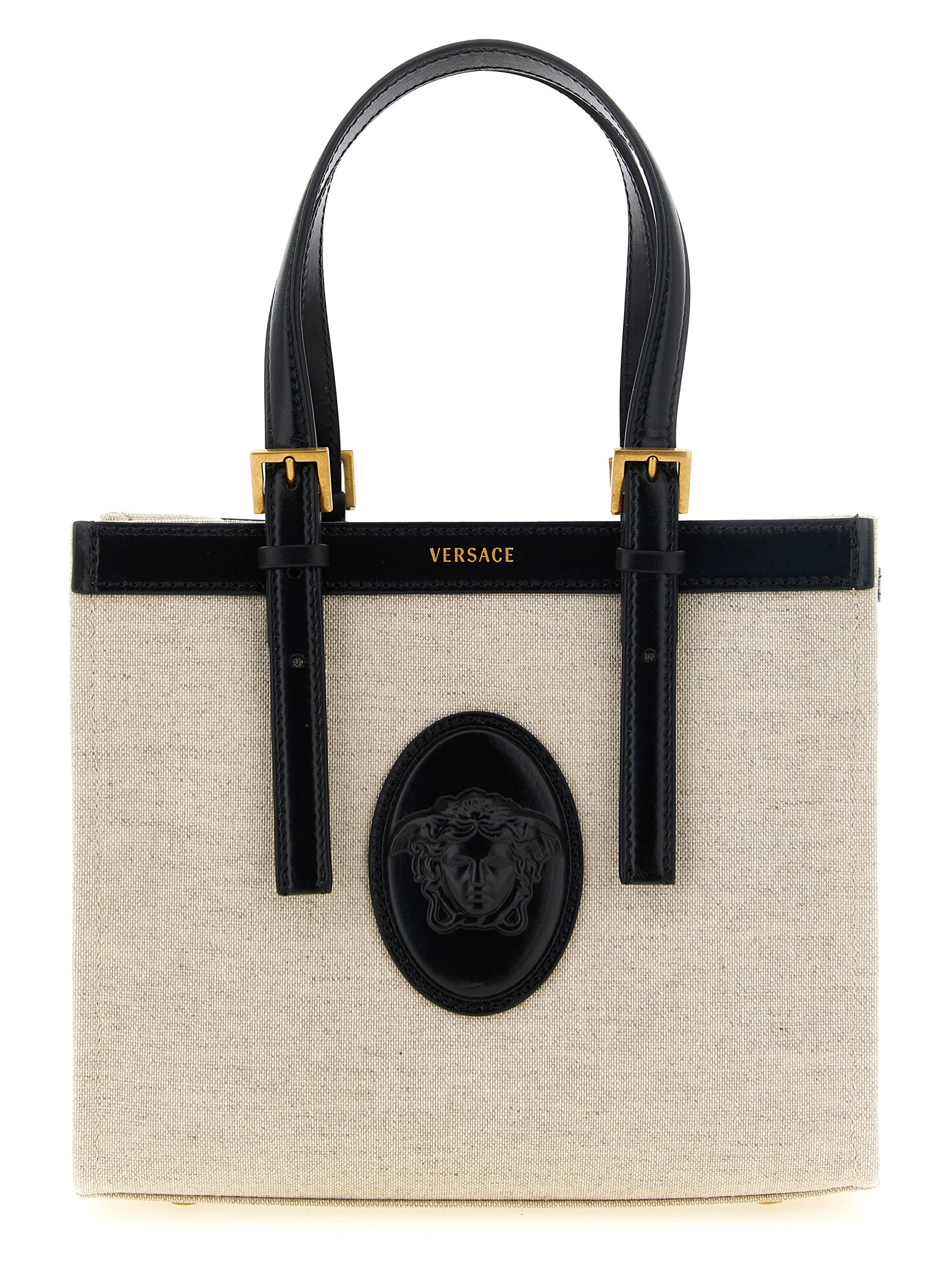Versace Beige Linen Tote Bag