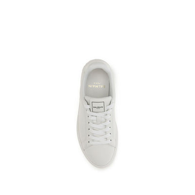 Balmain White Calf Leather Bos Taurus Athletic Sneakers