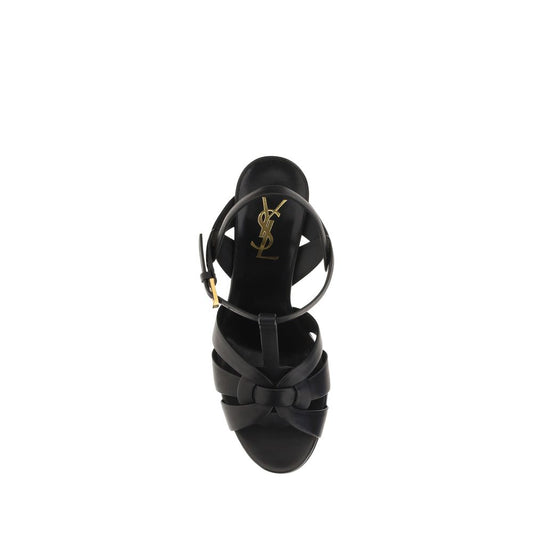 Saint Laurent Black Calf Leather Bos Taurus Platform Sandals