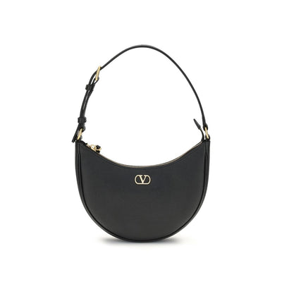 Valentino Garavani Black Calf Leather Bos Taurus Shoulder Bag