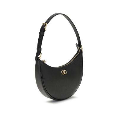 Valentino Garavani Black Calf Leather Bos Taurus Shoulder Bag