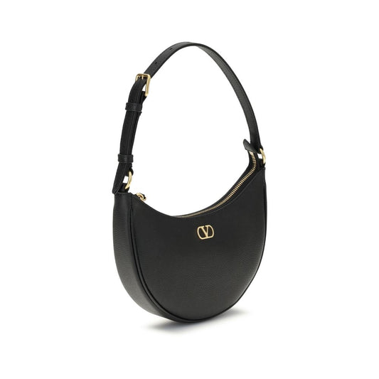 Valentino Garavani Black Calf Leather Bos Taurus Shoulder Bag
