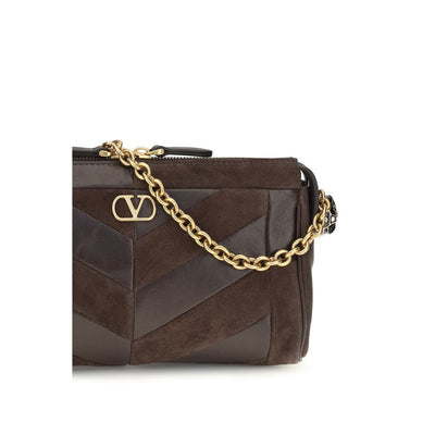 Valentino Garavani Brown Calf Leather Bos Taurus Shoulder Bag