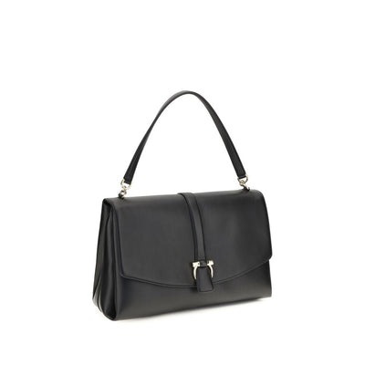 Ferragamo Black Calf Leather Bos Taurus Shoulder Bag
