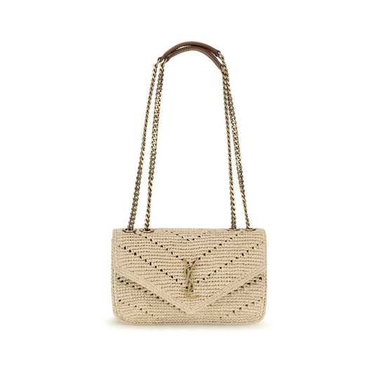 Saint Laurent Beige Raffia Shoulder Bag