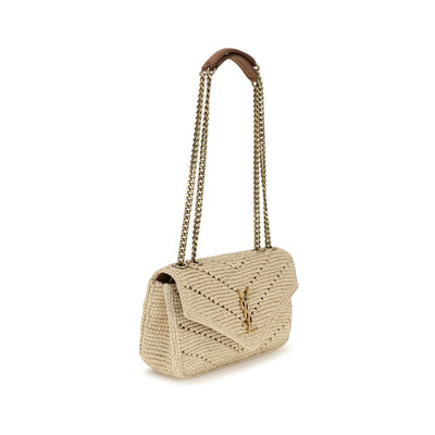 Saint Laurent Beige Raffia Shoulder Bag
