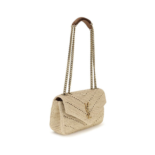 Saint Laurent Beige Raffia Shoulder Bag