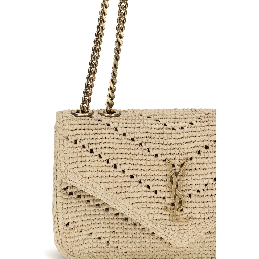 Saint Laurent Beige Raffia Shoulder Bag