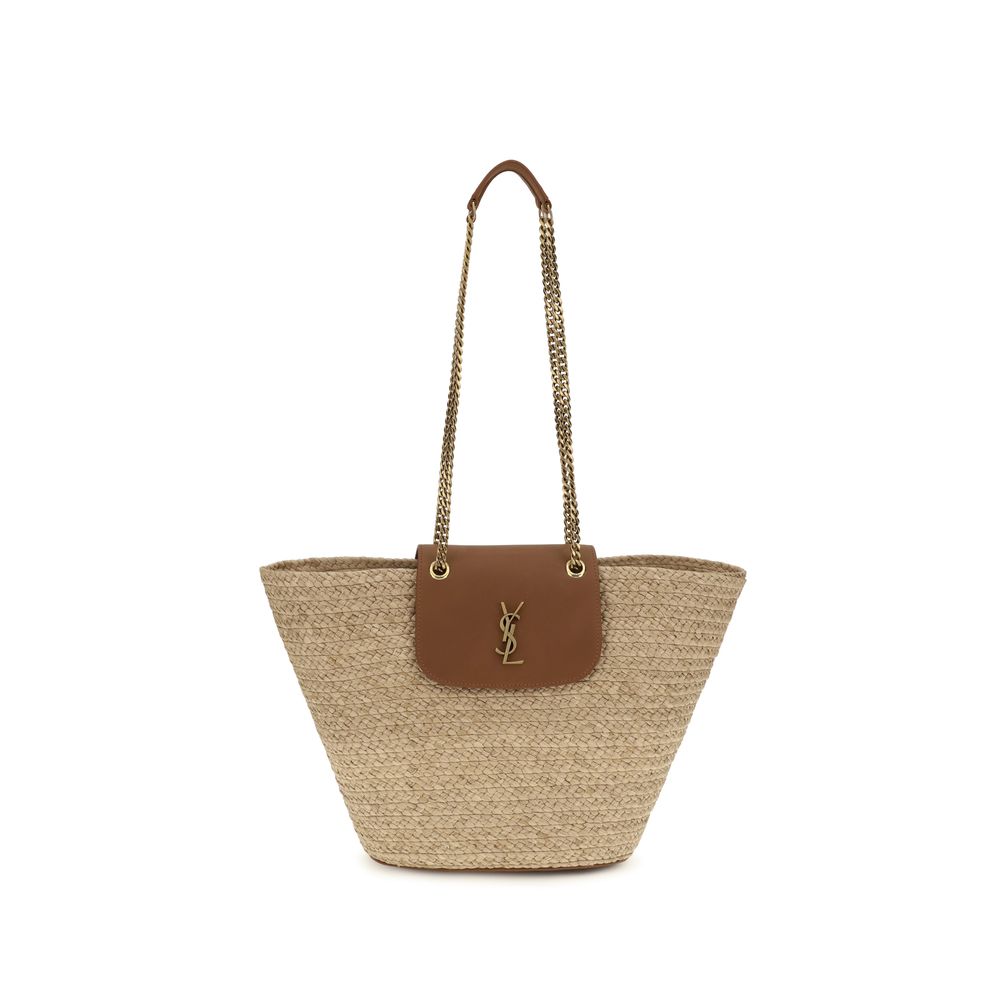 Saint Laurent Beige Raffia Shoulder Bag