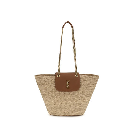 Saint Laurent Beige Raffia Shoulder Bag