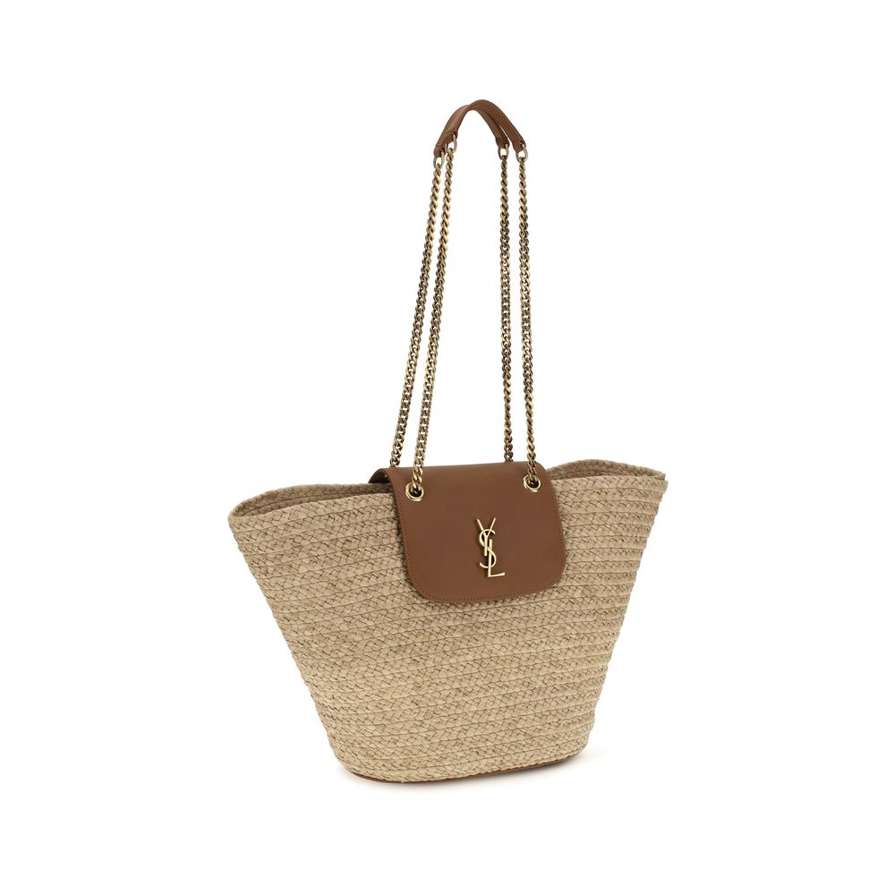 Saint Laurent Beige Raffia Shoulder Bag