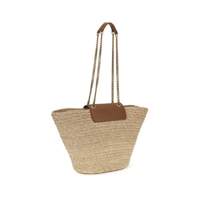 Saint Laurent Beige Raffia Shoulder Bag