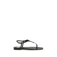 Saint Laurent Black Calf Leather Bos Taurus Flat Sandals