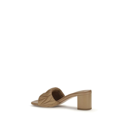 Miu Miu Beige Lamb Ovis Aries Platform Sandals
