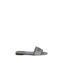 Fendi Blue Cotton Flat Sandals