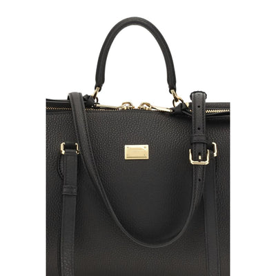 Dolce & Gabbana Black Calf Leather Bos Taurus Shoulder Bag
