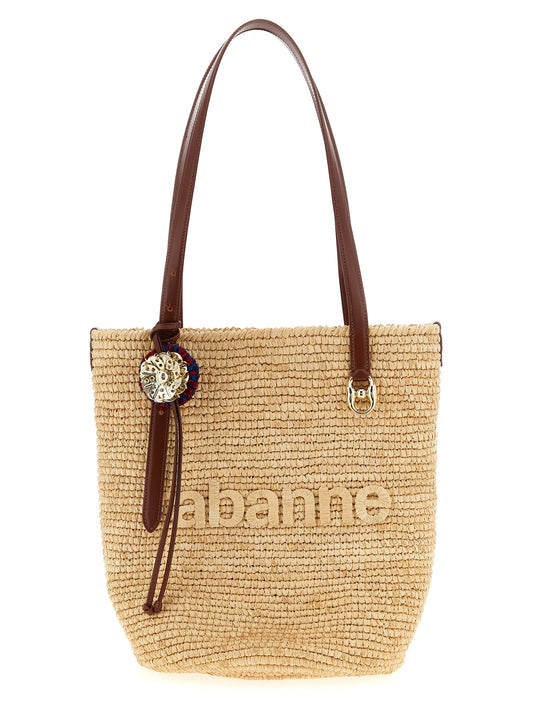 Paco Rabanne Beige Raffia Tote Bag