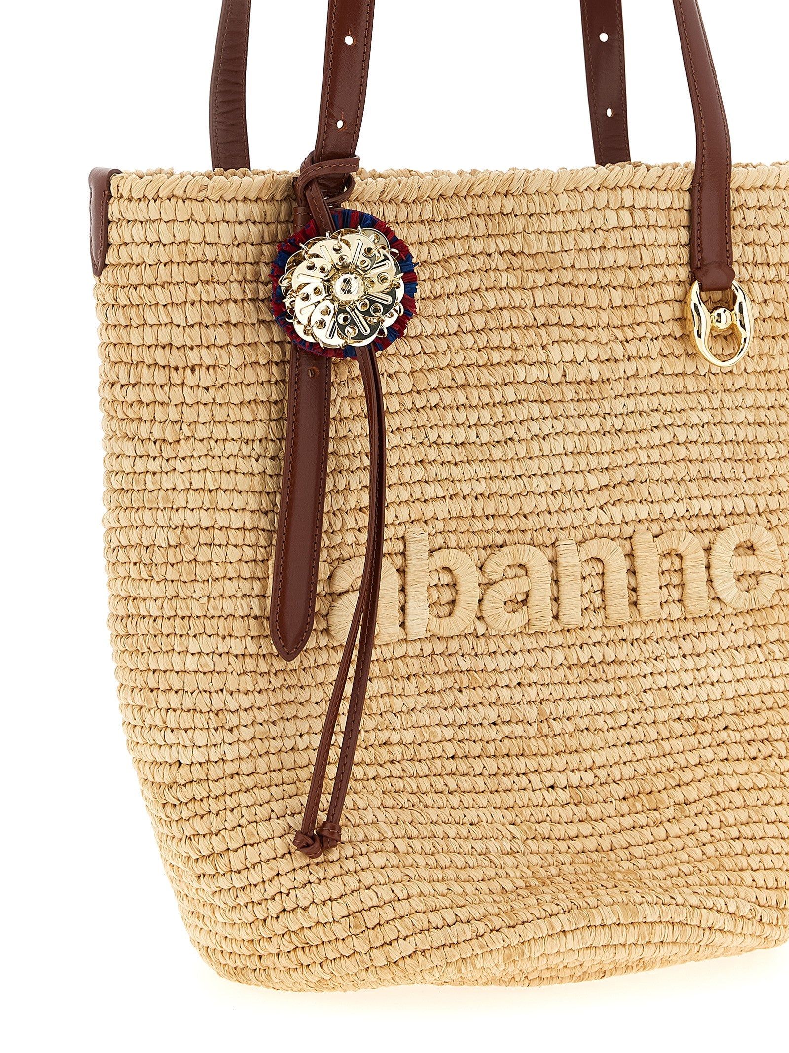 Paco Rabanne Beige Raffia Tote Bag