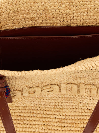 Paco Rabanne Beige Raffia Tote Bag