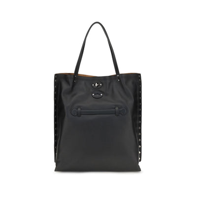 Zanellato Black Calf Leather Bos Taurus Shoulder Bag