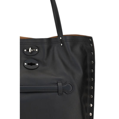 Zanellato Black Calf Leather Bos Taurus Shoulder Bag