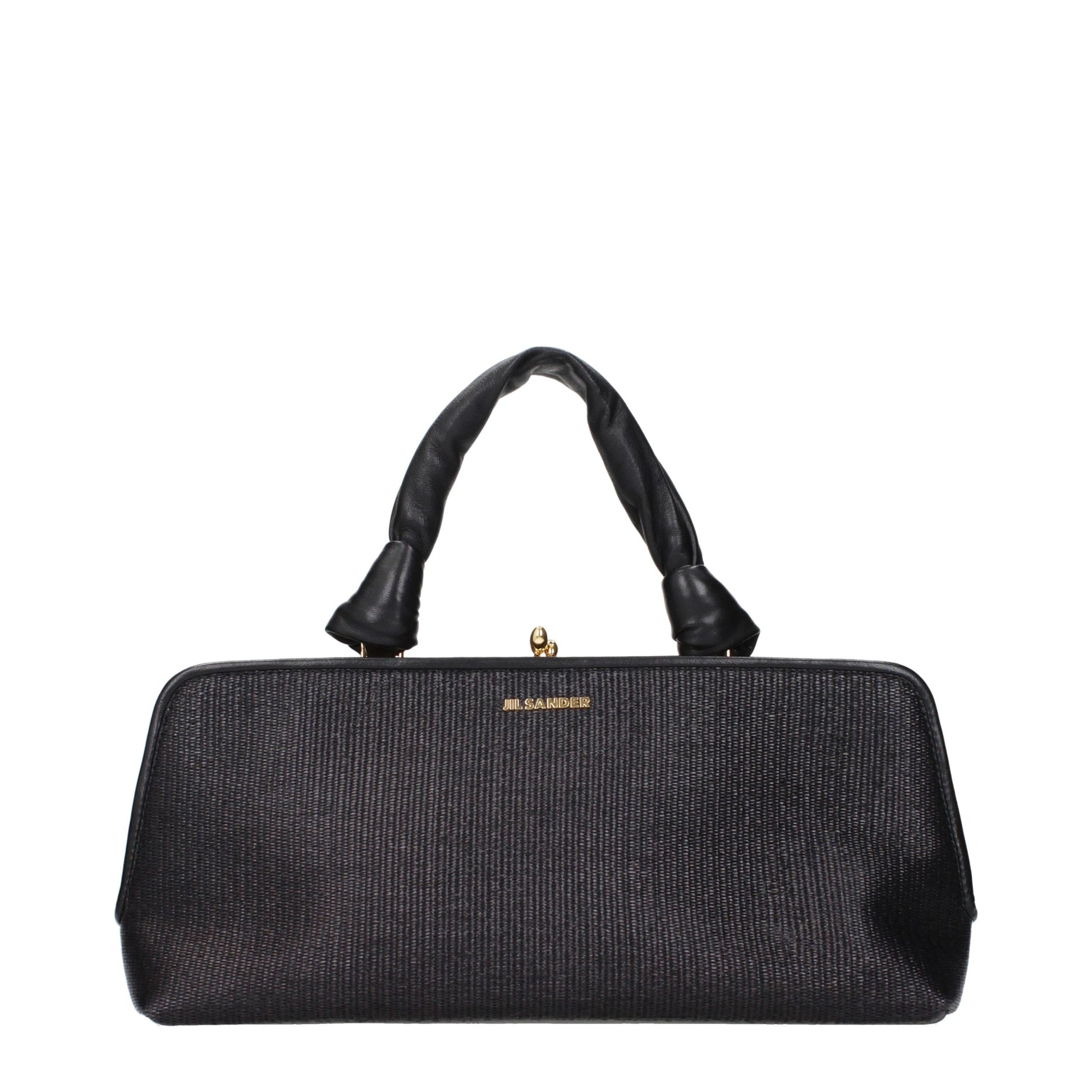 Jil Sander Black Raffia Handbag