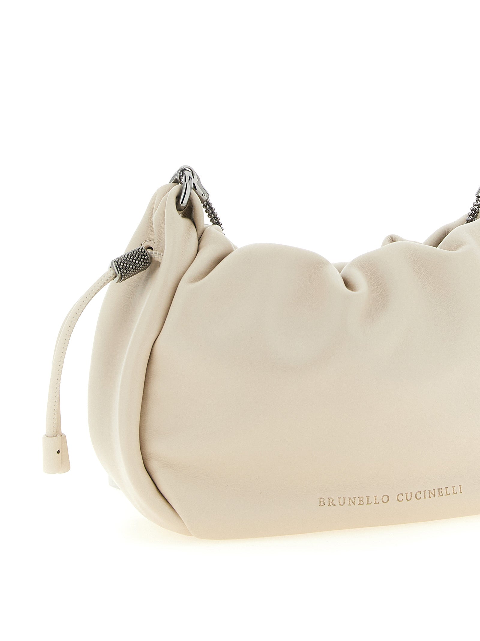 Brunello Cucinelli White Lamb Leather Crossbody Bag