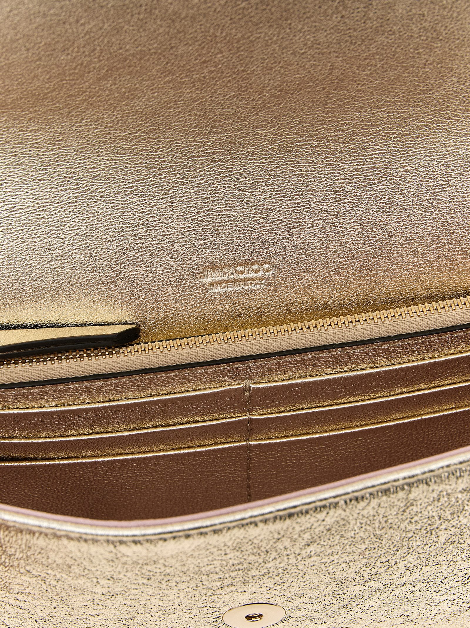Jimmy Choo Gold Lamb Leather Clutch Bag