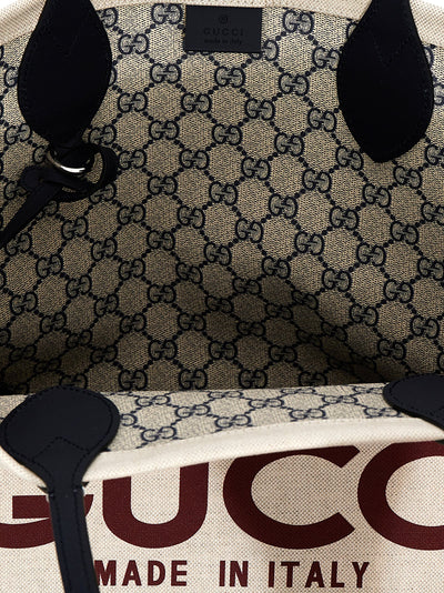 Gucci Beige Logo Print Midi Tote Bag