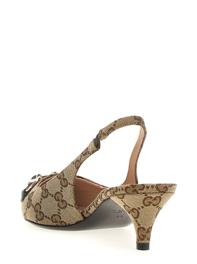 Gucci Beige Polyester Mid Heel Pumps