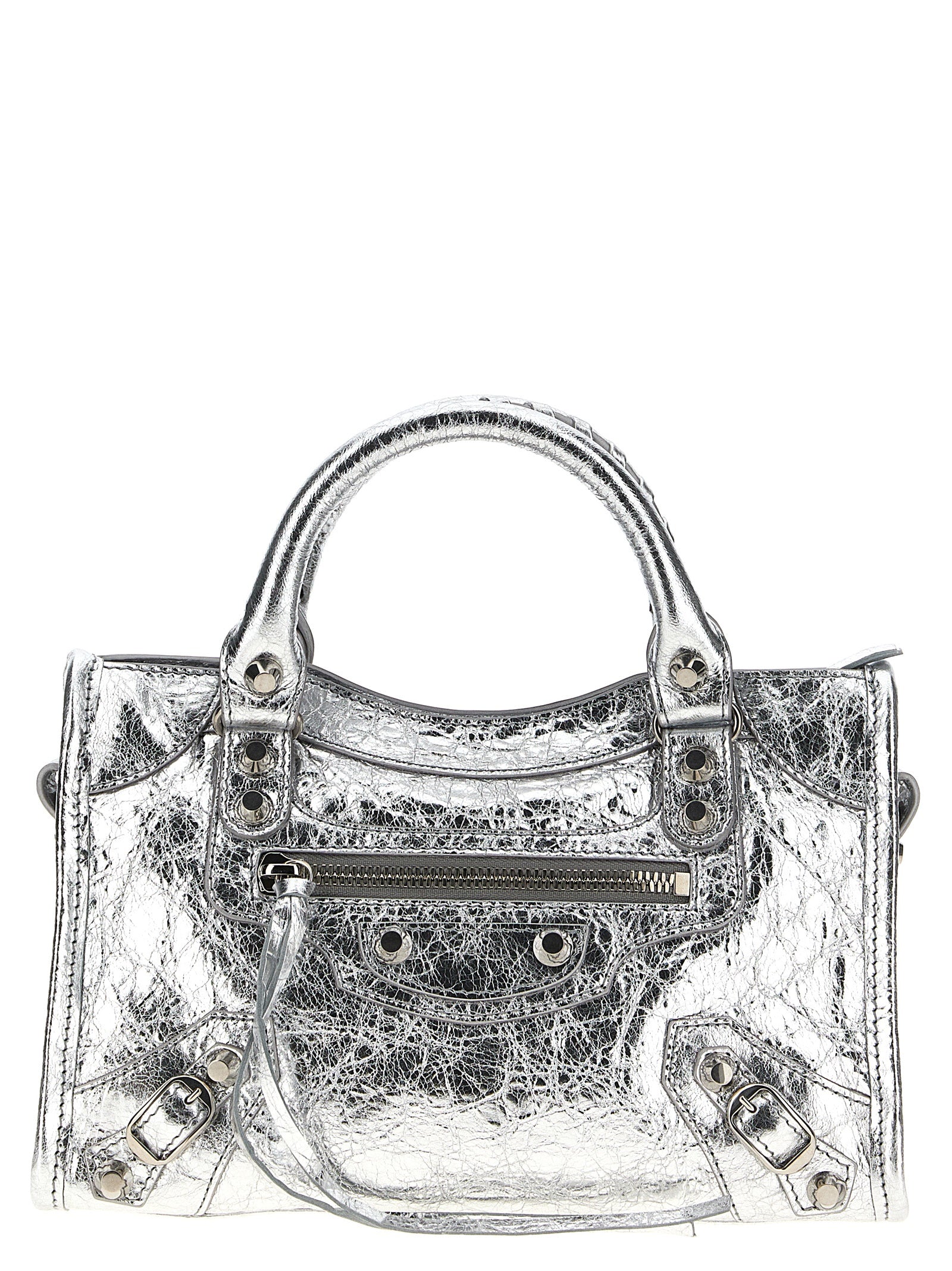 Balenciaga Silver Lamb Leather Handbag