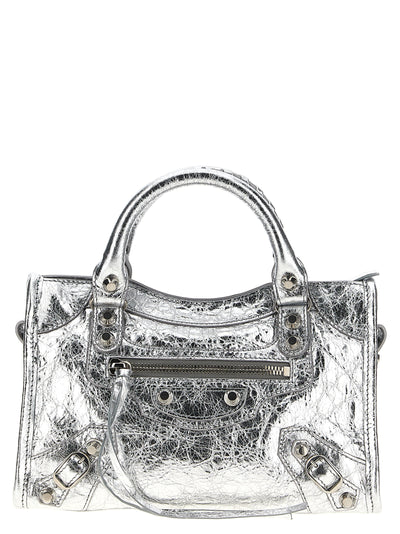 Balenciaga Silver Lamb Leather Handbag