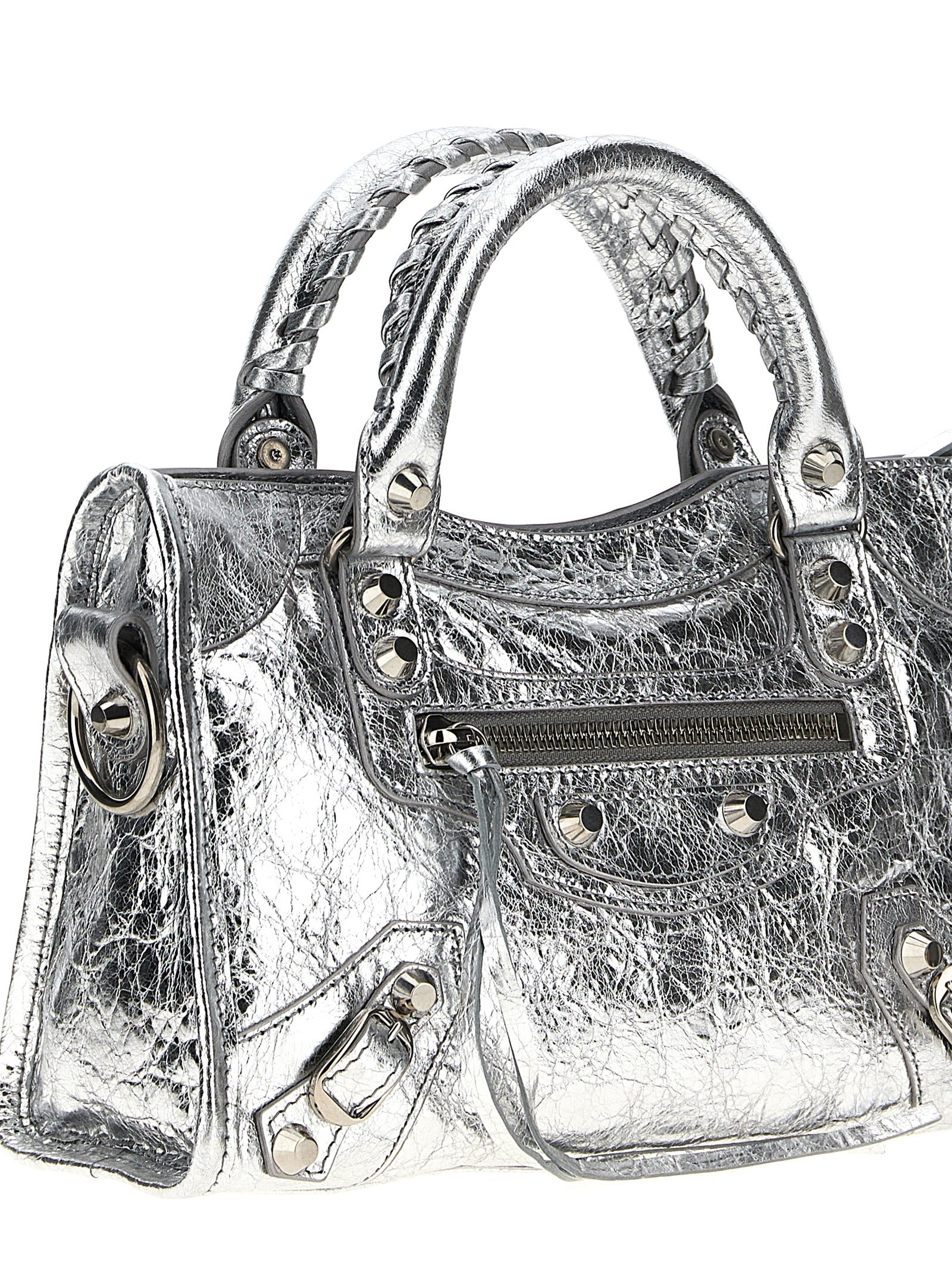 Balenciaga Silver Lamb Leather Handbag
