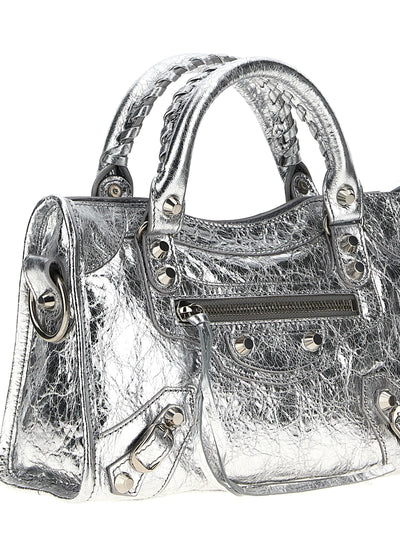 Balenciaga Silver Lamb Leather Handbag