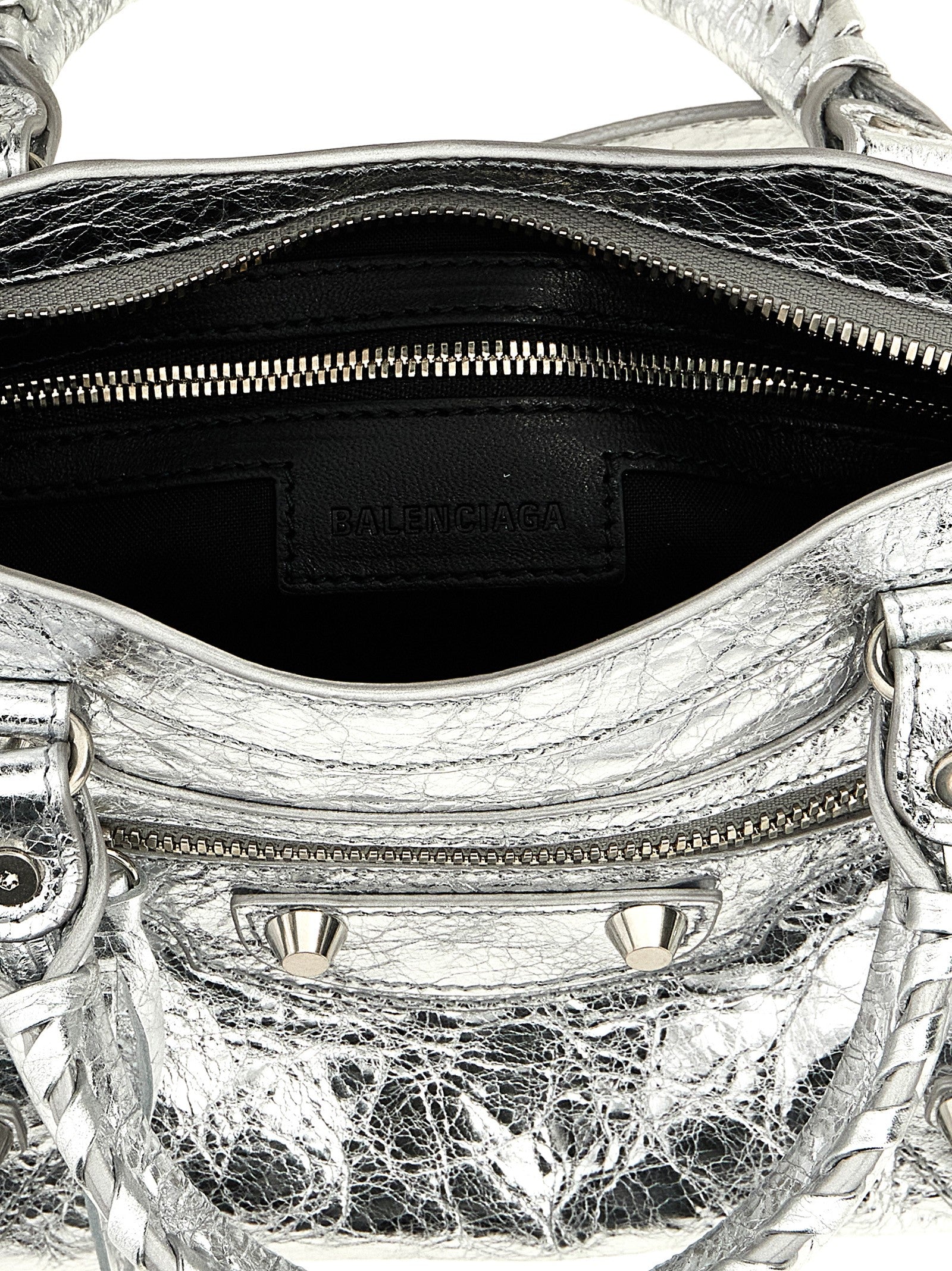 Balenciaga Silver Lamb Leather Handbag
